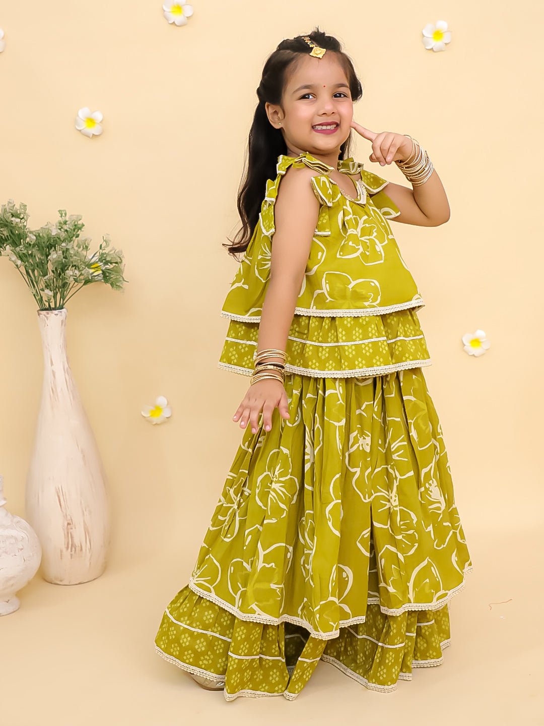 Turmeric Glow Girls Lehenga Set For Kids