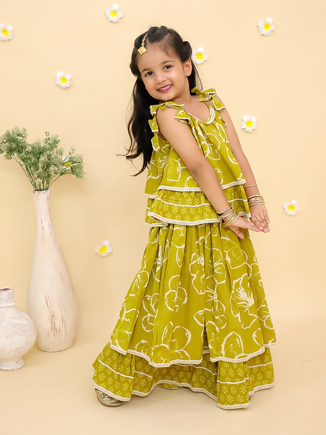 Turmeric Glow Girls Lehenga Set For Kids