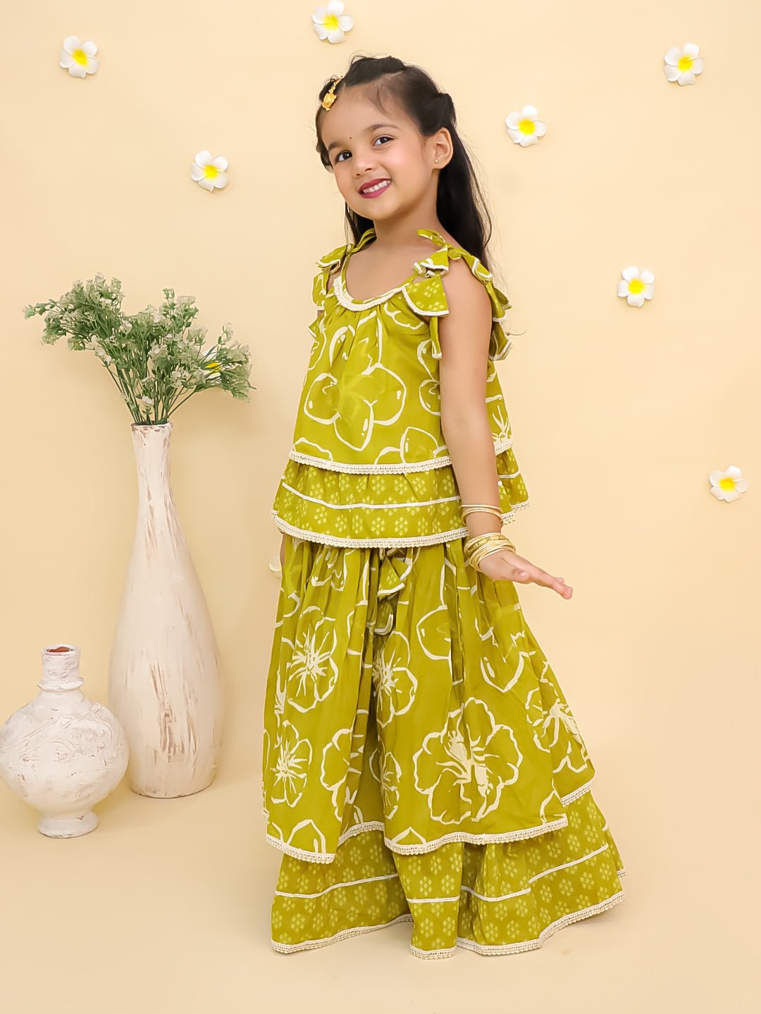 Turmeric Glow Girls Lehenga Set For Kids