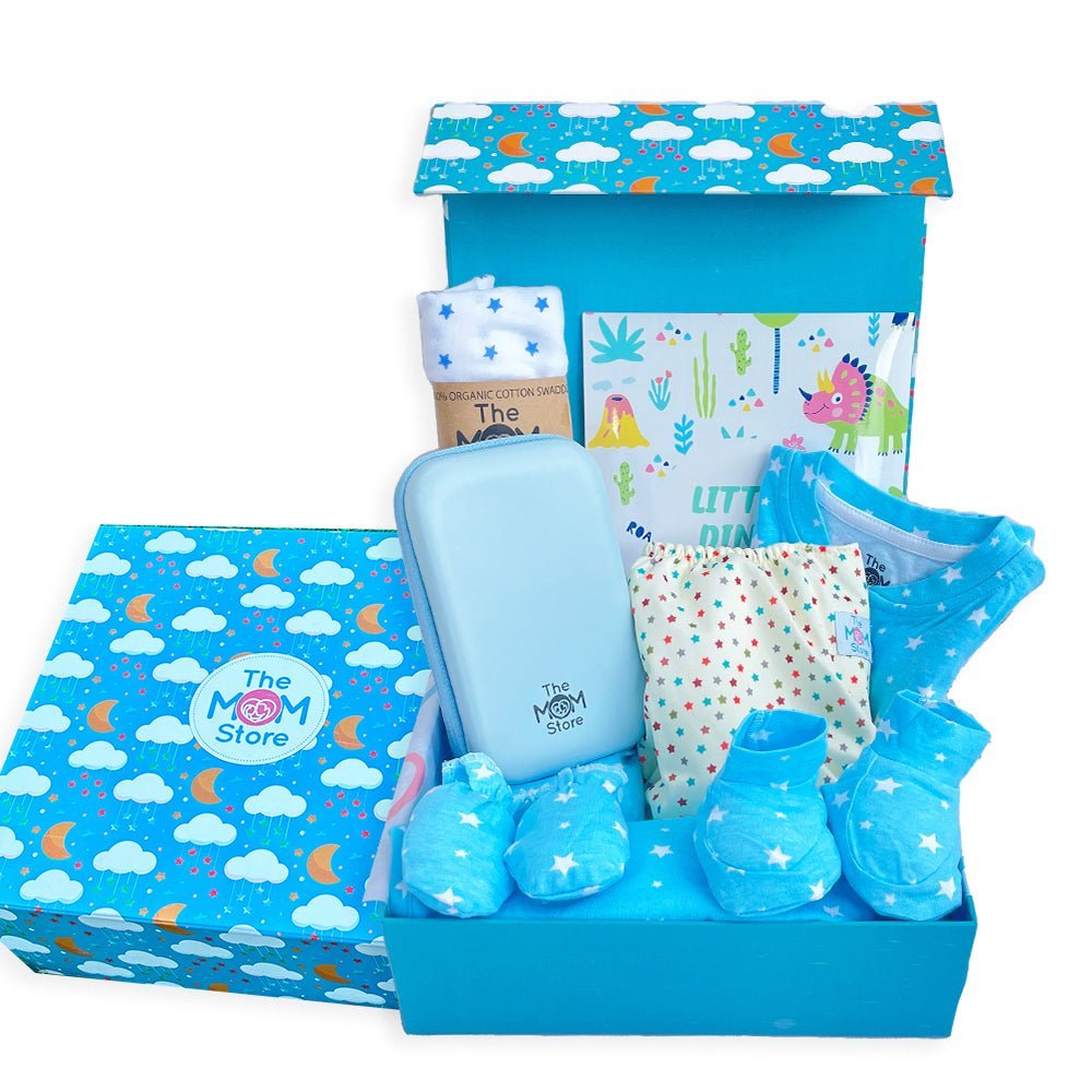 Dazzle 9 PCS Newborn Baby Gift Box With Romper And Milestone Cards