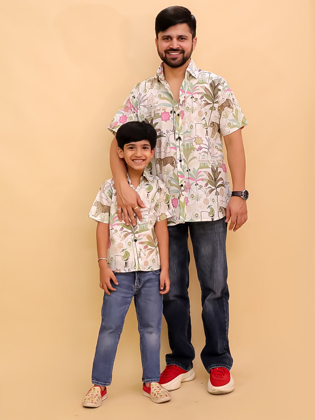 Bagh-i-Bold Jungle Print Men's Shirt And Boys Shirt Twinning Combo Of 2