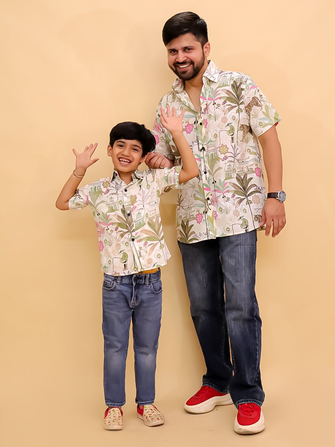 Bagh-i-Bold Jungle Print Men's Shirt And Boys Shirt Twinning Combo Of 2