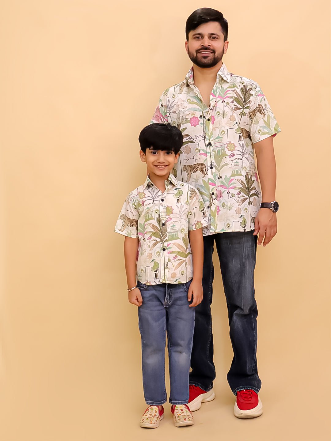 Bagh-i-Bold Jungle Print Men's Shirt And Boys Shirt Twinning Combo Of 2