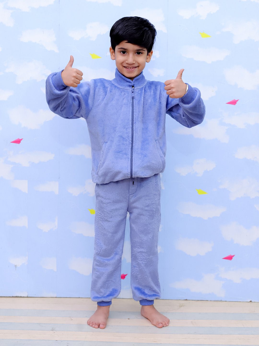 Blue Snuggles Women's And Kid's Fleece Night Suits Twinning Combo Of 2