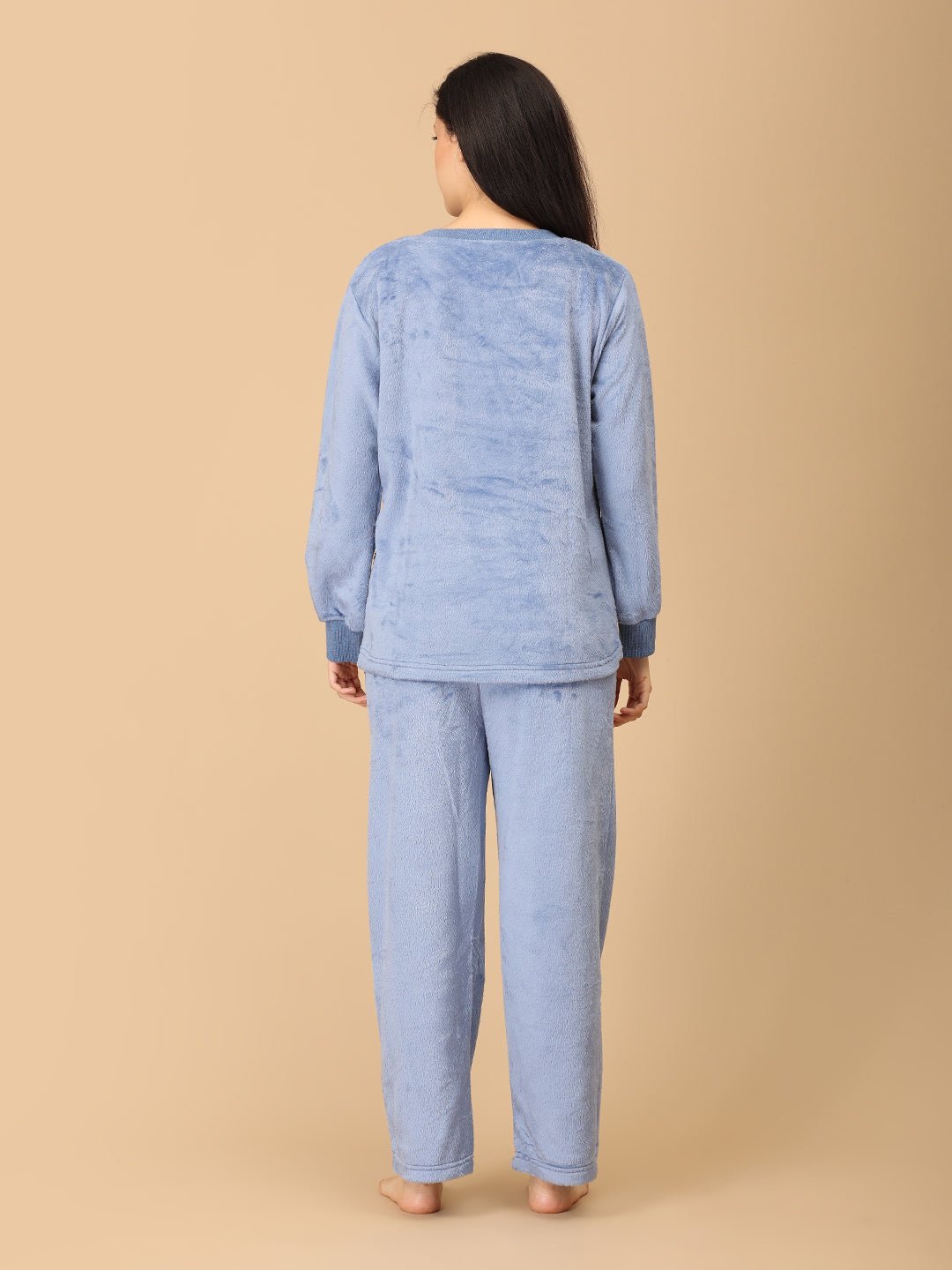 Blue Snuggles Women's And Kid's Fleece Night Suits Twinning Combo Of 2
