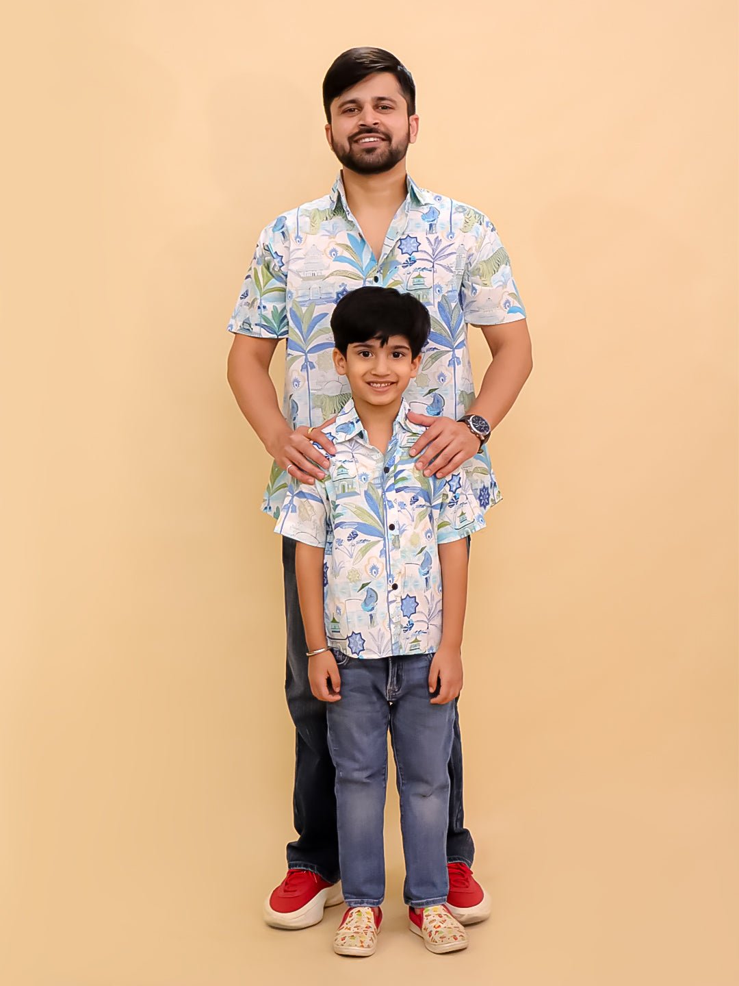 Prowl Patrol Jungle Print Men's And Boy's Shirt Twinning Combo