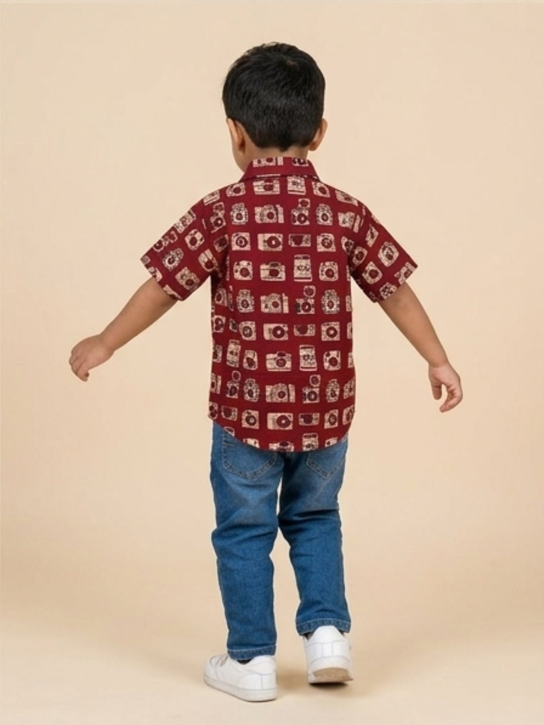 Rust Snap Squad Print Men's And Boy's Shirt Twinning Combo