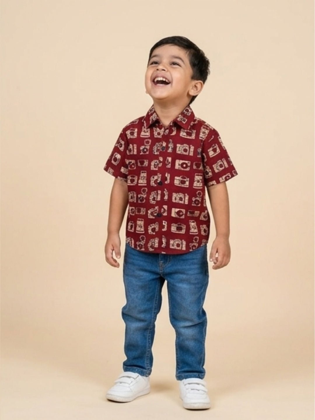 Rust Snap Squad Print Men's And Boy's Shirt Twinning Combo