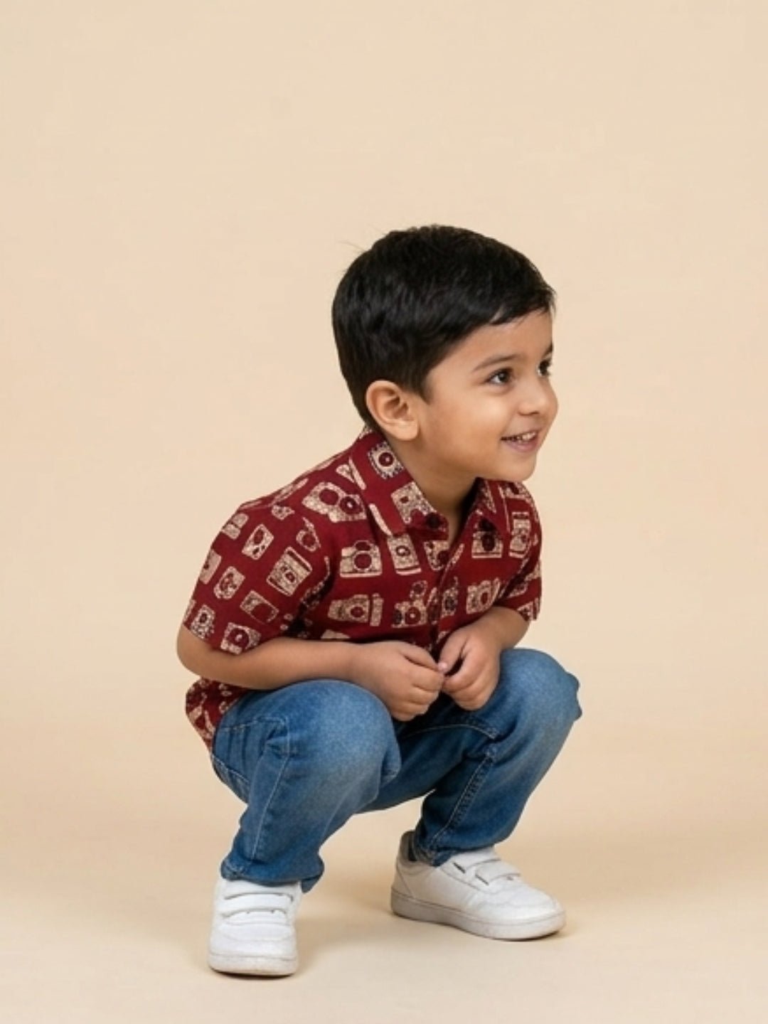 Rust Snap Squad Print Men's And Boy's Shirt Twinning Combo