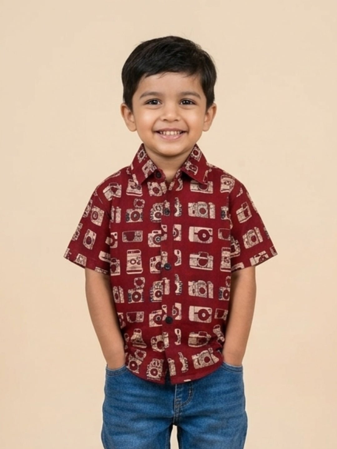 Rust Snap Squad Print Men's And Boy's Shirt Twinning Combo