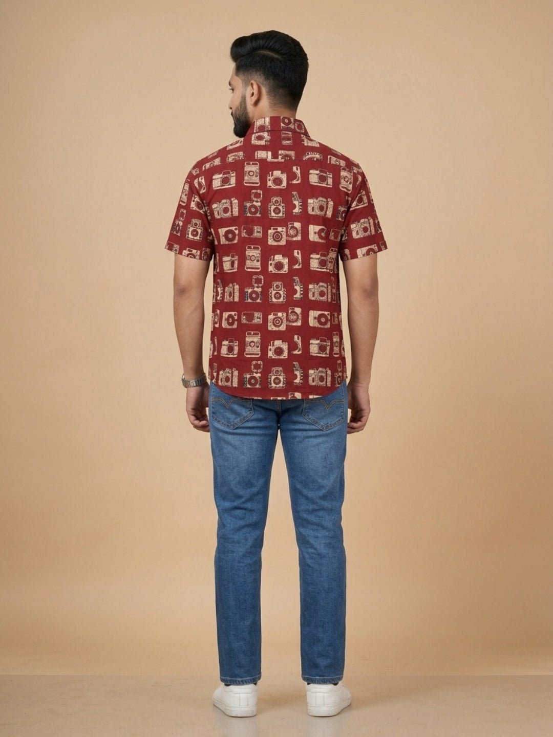 Rust Snap Squad Print Men's And Boy's Shirt Twinning Combo