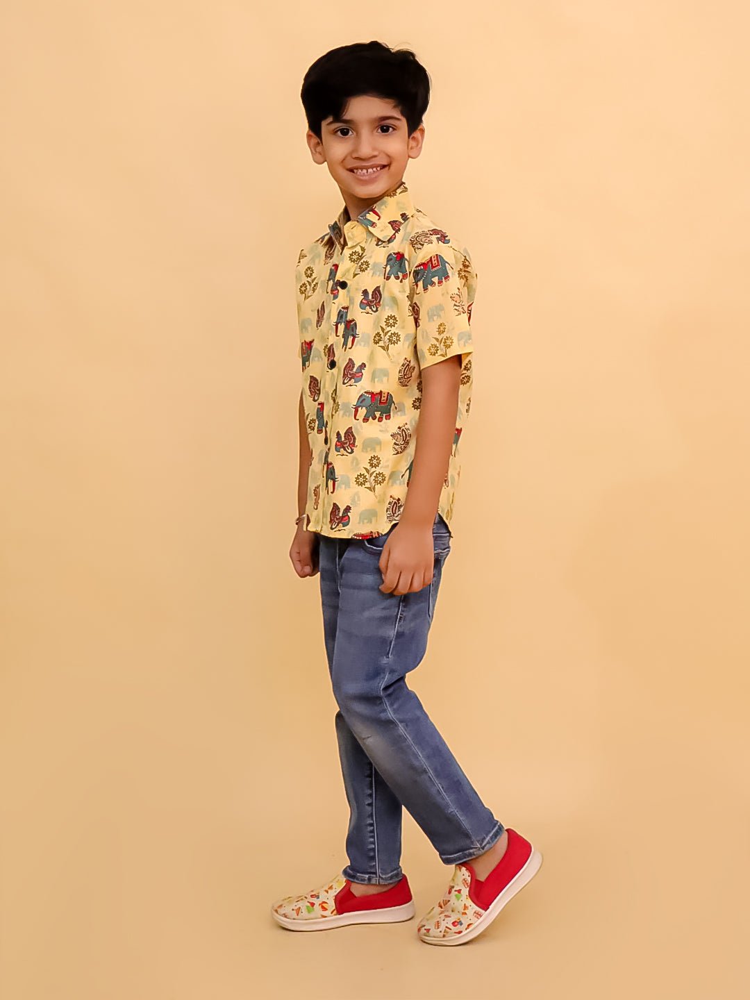 Teal-a-Trunk Elephant Print Men's And Boy's Shirt Twinning Combo