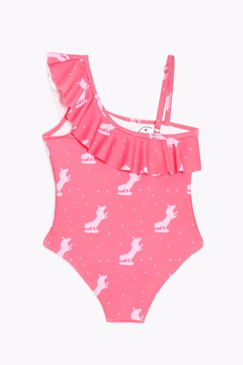 Unicorn Wave Girls Ruffle Sleeveless Swimsuit