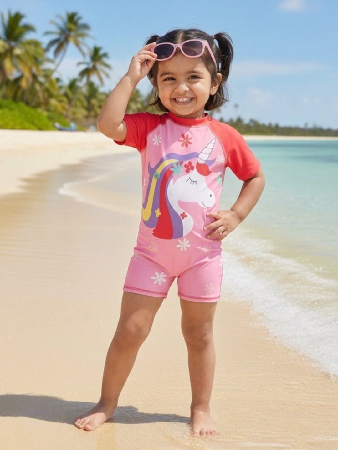 Unicorn Wonder Girls Swimsuit With Matching Cap