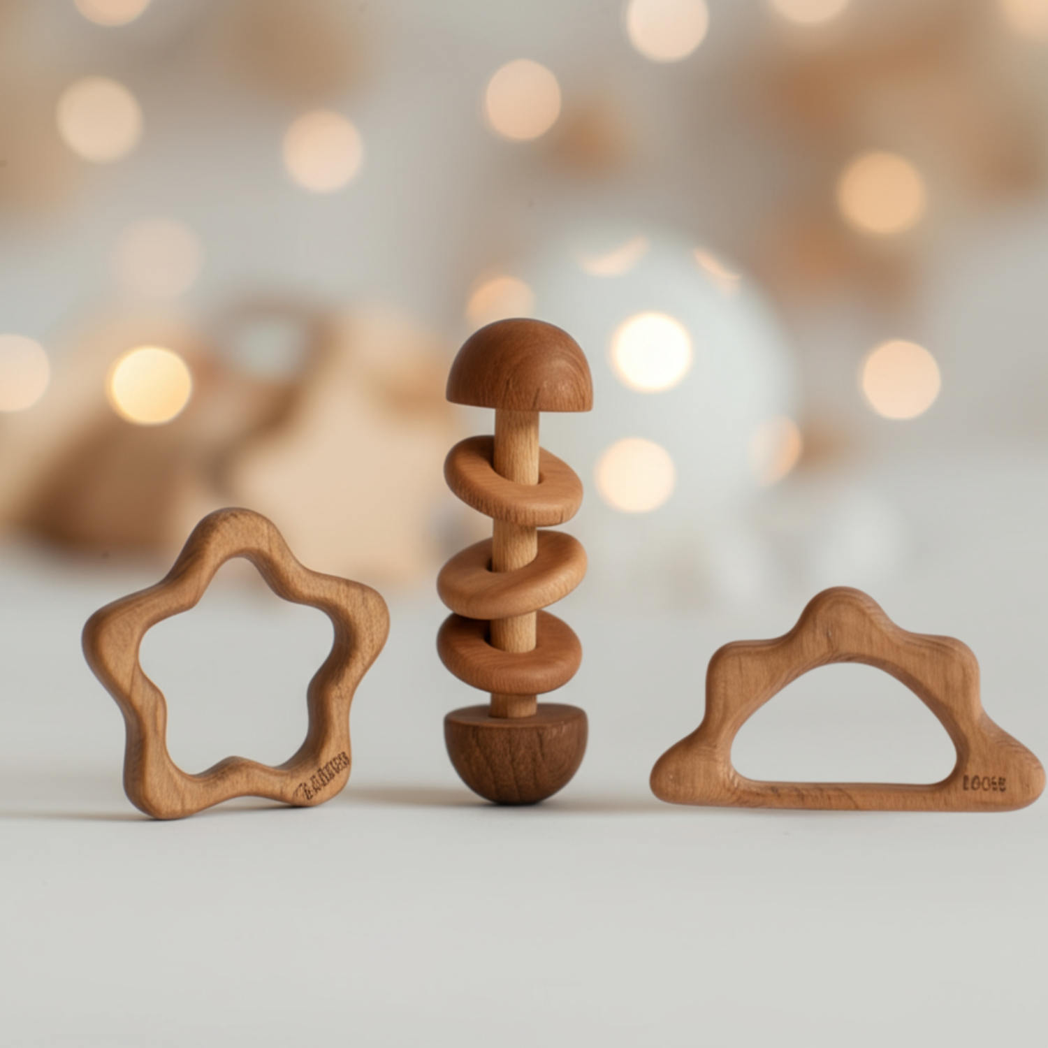 Kidocoo Toys Neem Wood Antibacterial Eco-Friendly Teether Set For Babies