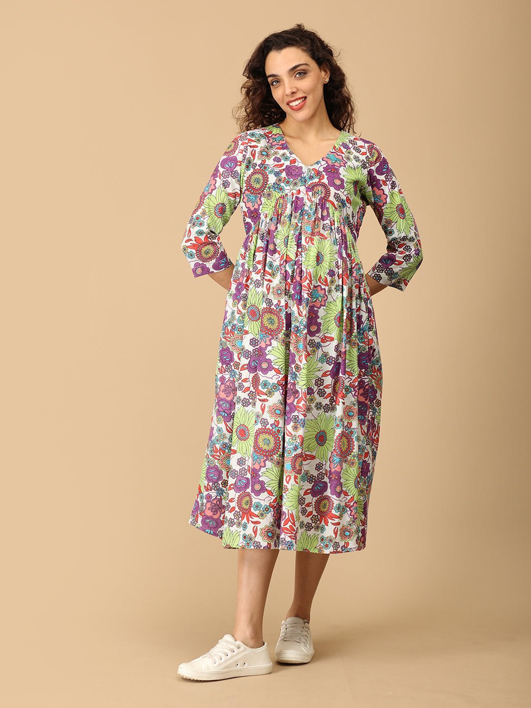 Vibrant Voyage Maternity and Nursing Dress Multi