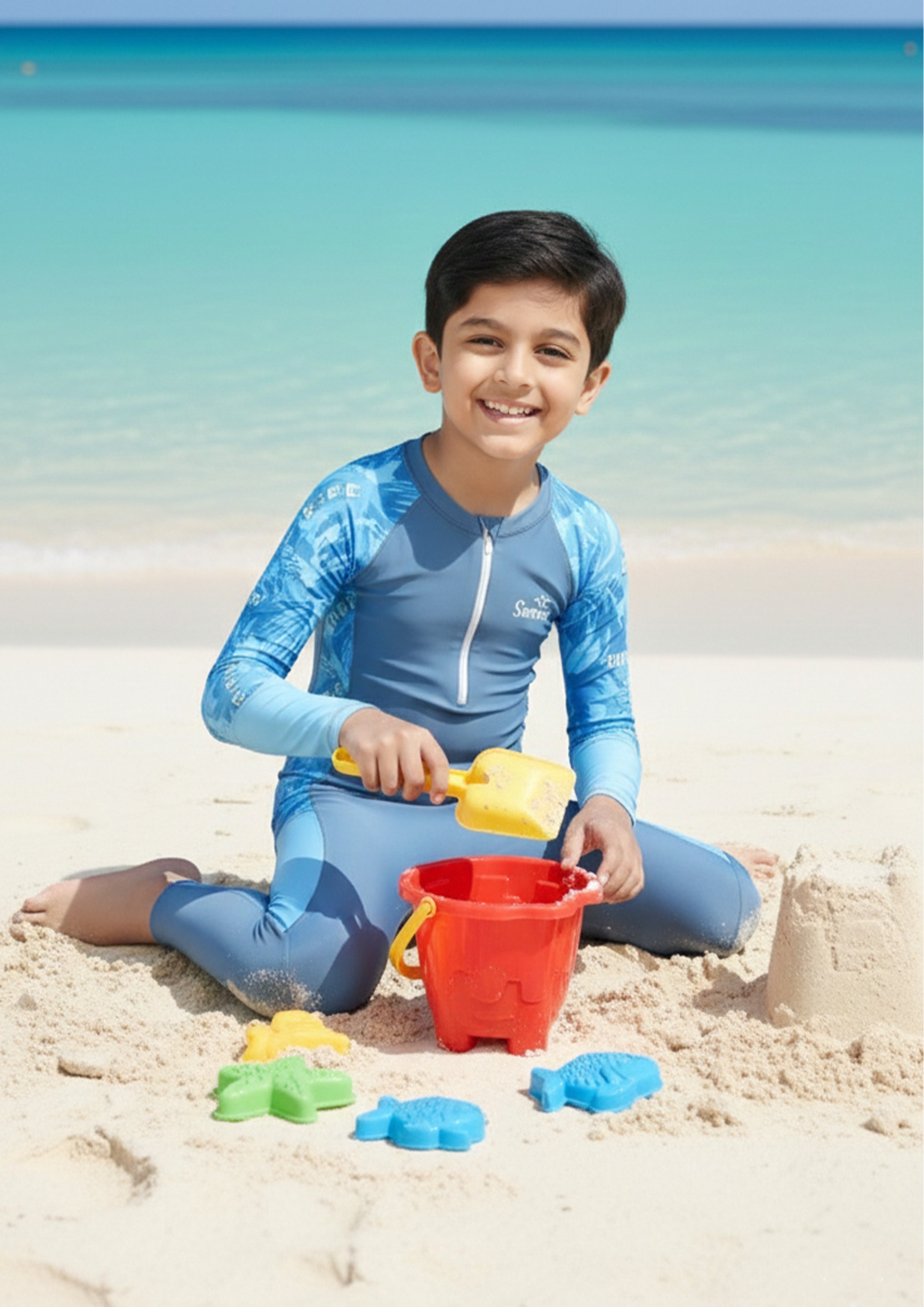 Multi Wave Rider Boys Long Sleeve Full Length Swimsuit