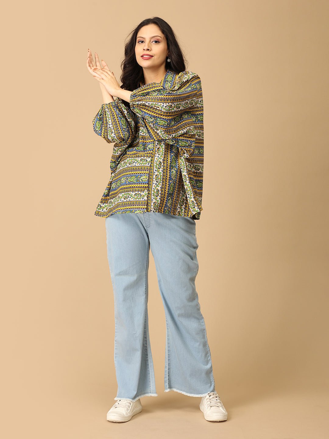 Wide Leg Maternity Denim with Belly Support Light Blue