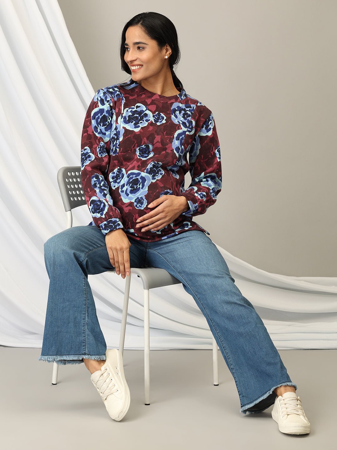 Wildflower Whimsy Maternity and Nursing Sweatshirt Multi