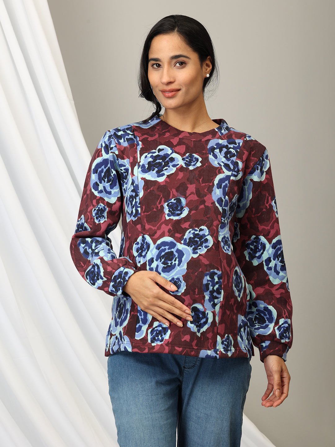 Wildflower Whimsy Maternity and Nursing Sweatshirt Multi