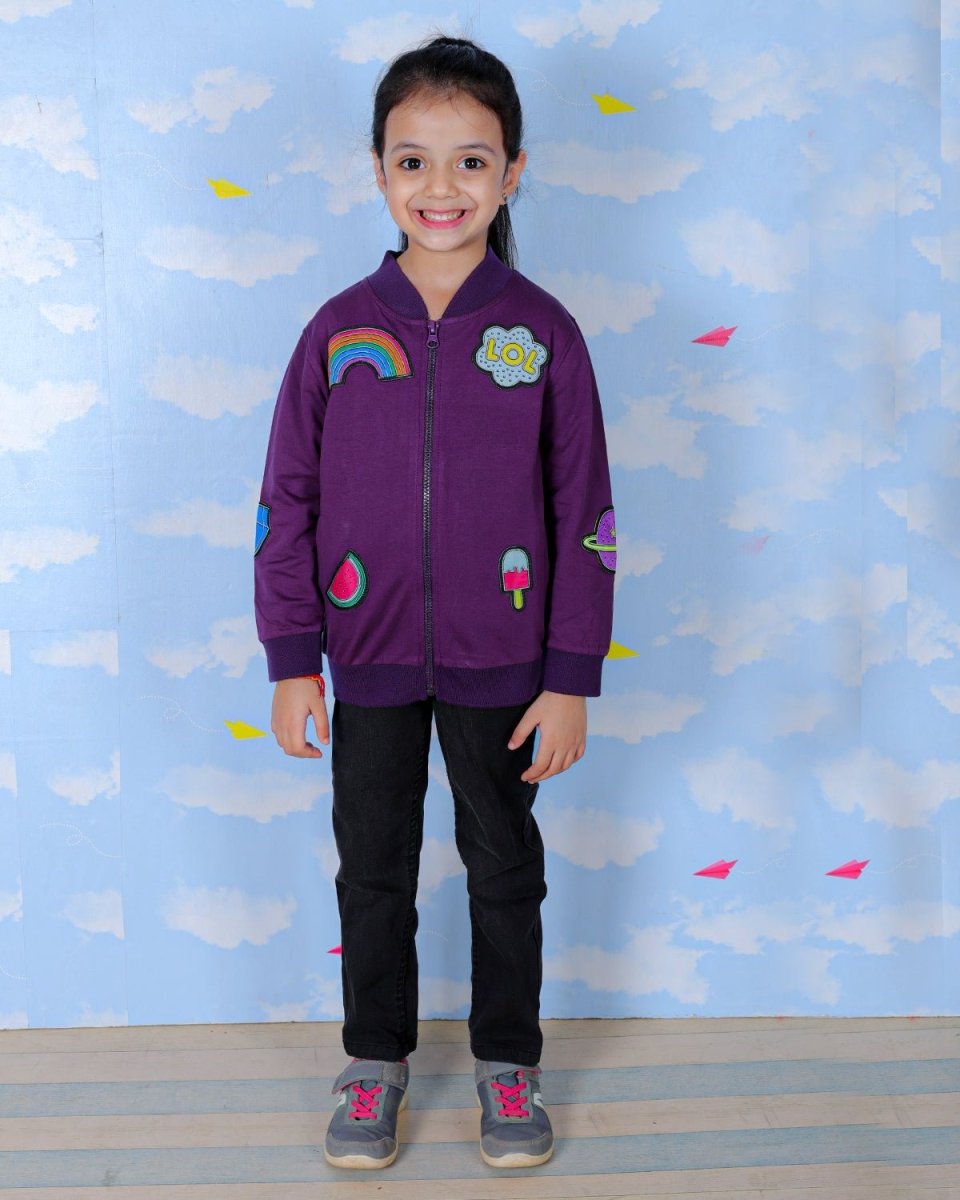 WOW Girls Bomber Jacket with Patches