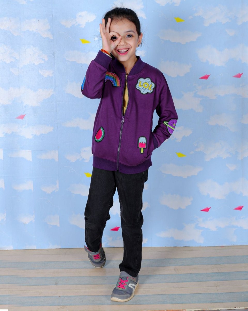 WOW Girls Bomber Jacket with Patches