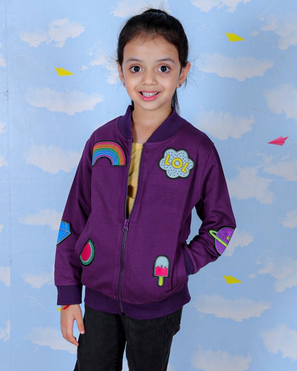 WOW Girls Bomber Jacket with Patches