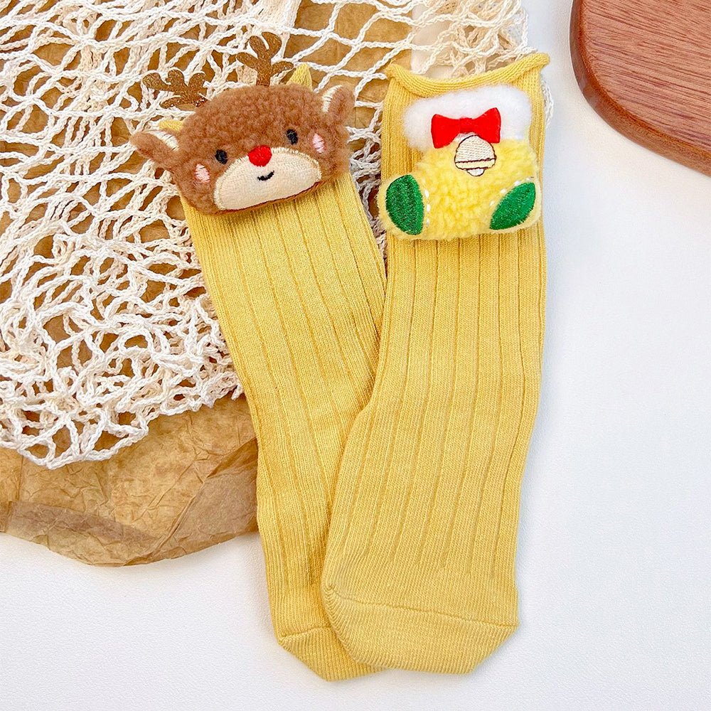 Little Surprise Box Yellow Deer Stockings Christmas Kids Ankle Socks
