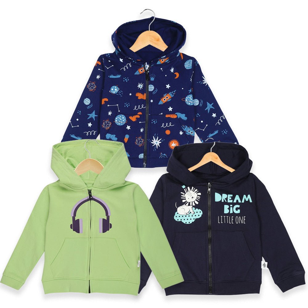 Combo Of 3 Kids Hooded Zipper Jackets