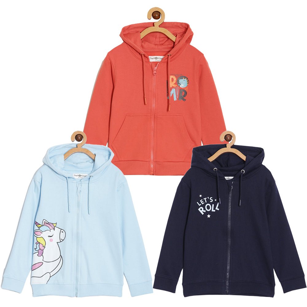 Combo Of 3 Kids Hooded Zipper Jackets