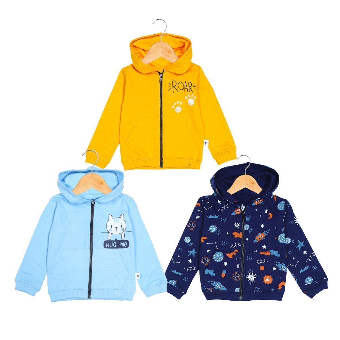 Combo Of 3 Kids Hooded Zipper Jackets