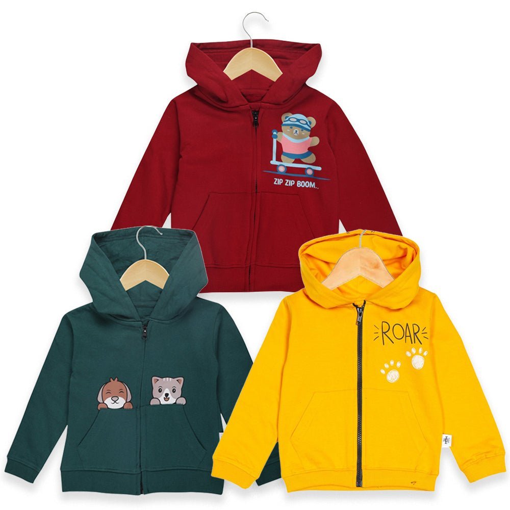 Combo Of 3 Kids Hooded Zipper Jackets
