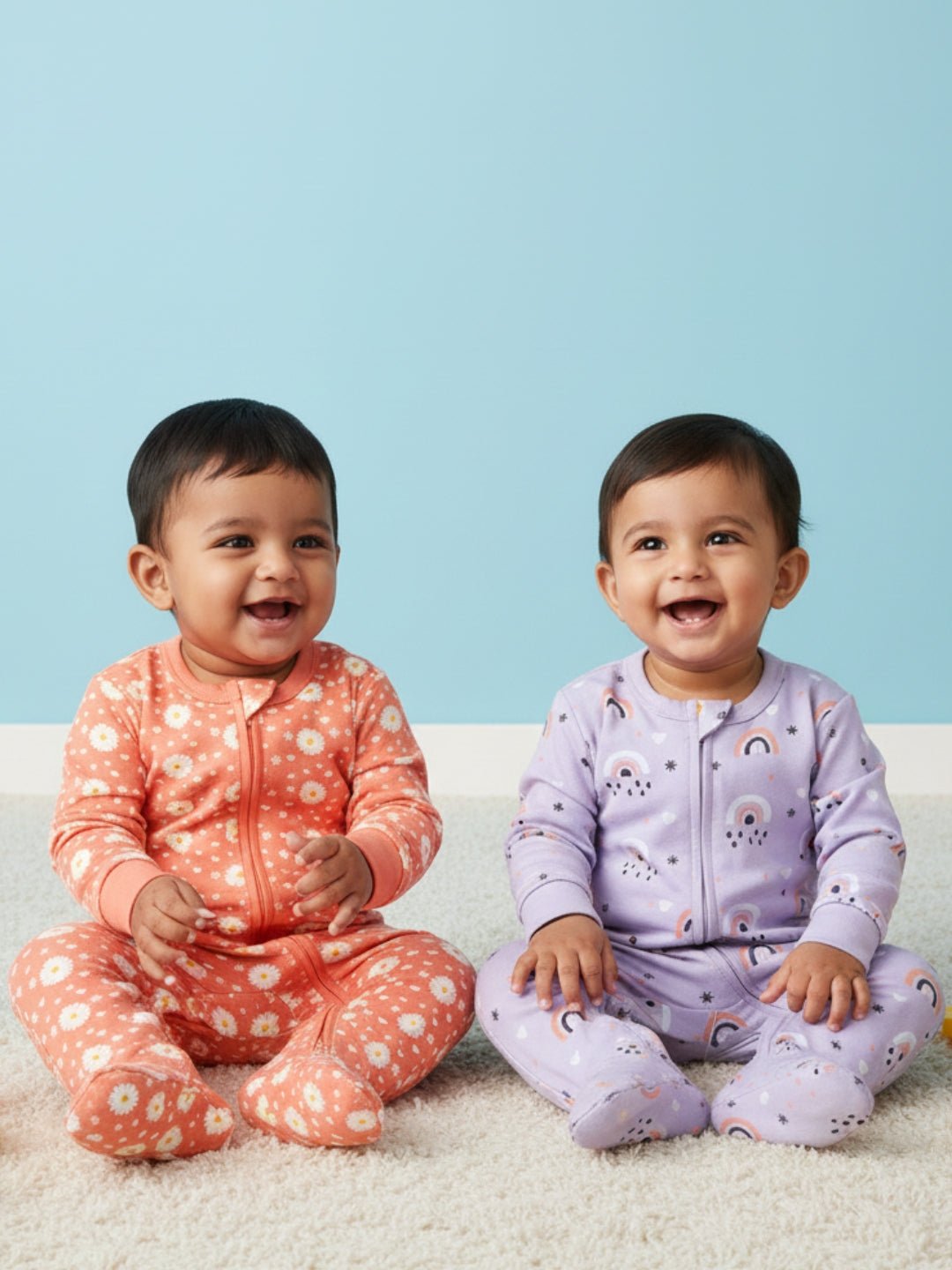 Coral Blossom Lavender Infant Zipper Romper Combo 2-Pack