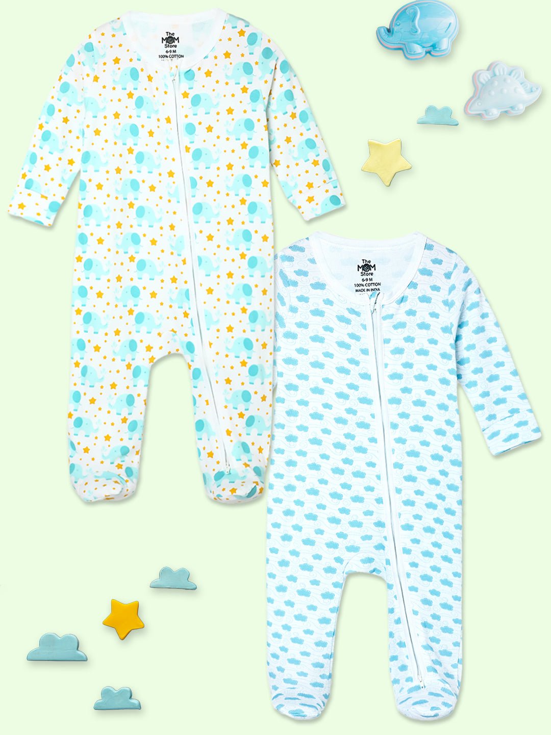 Elephantastic Happy Cloud Infant Zipper Romper Combo 2-Pack