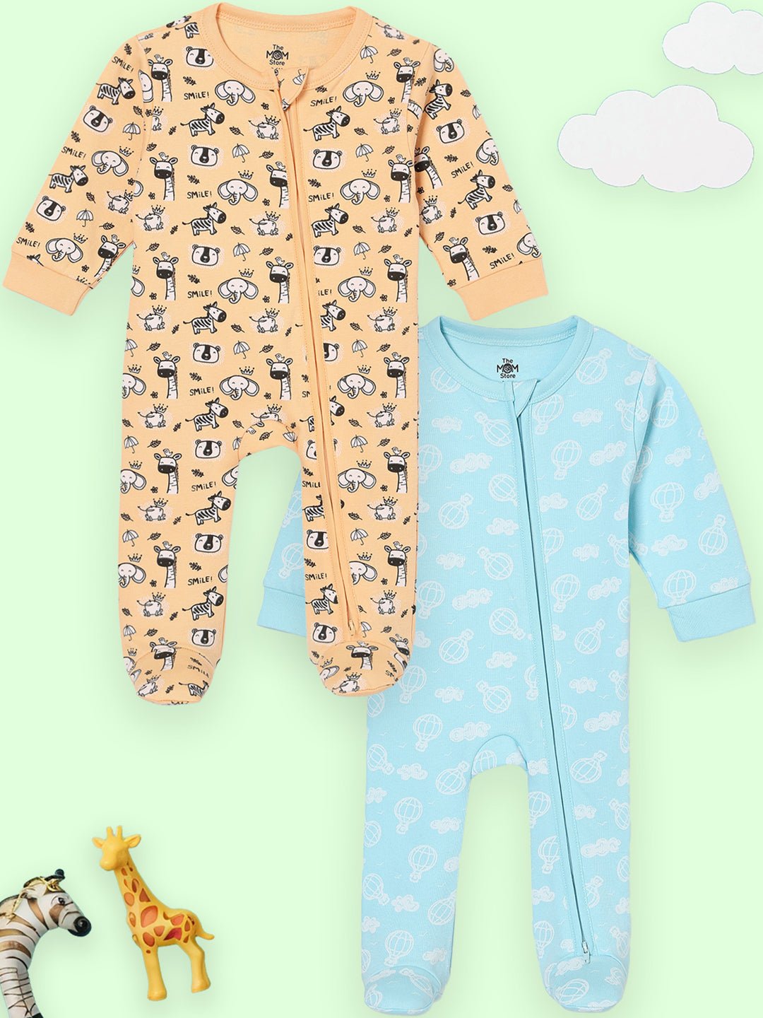 Rusty Jungle & Sky Drift Zipper Romper Combo 2-Pack