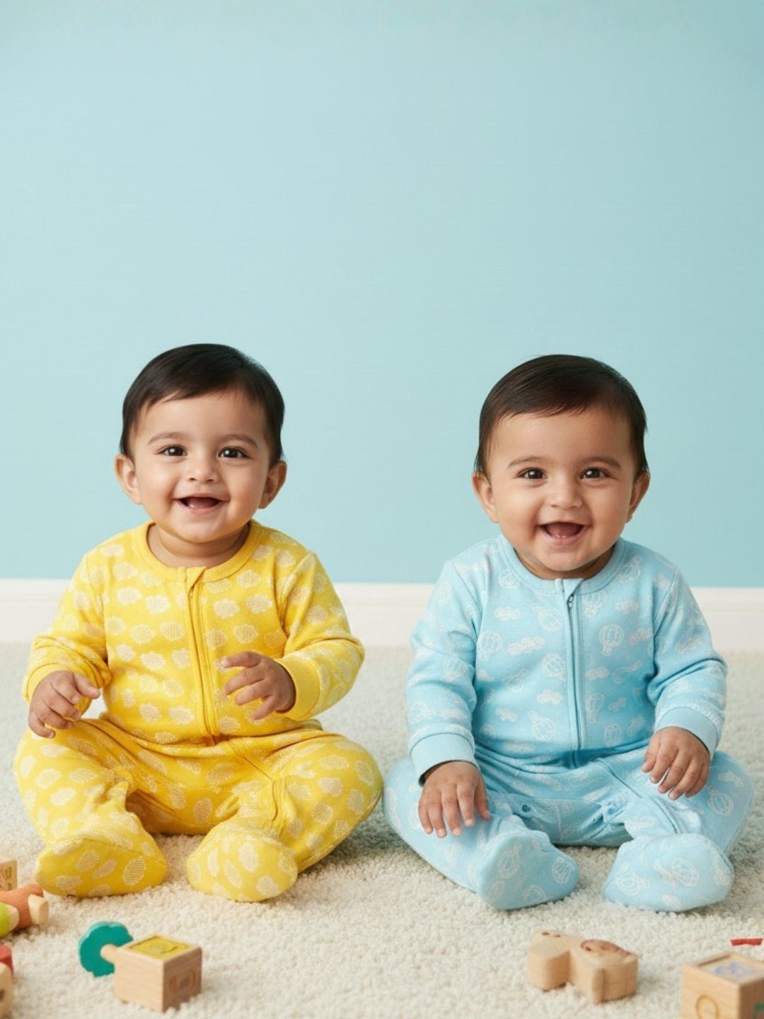 Sky Drift & Buttercream Clouds Zipper Romper Combo 2-Pack
