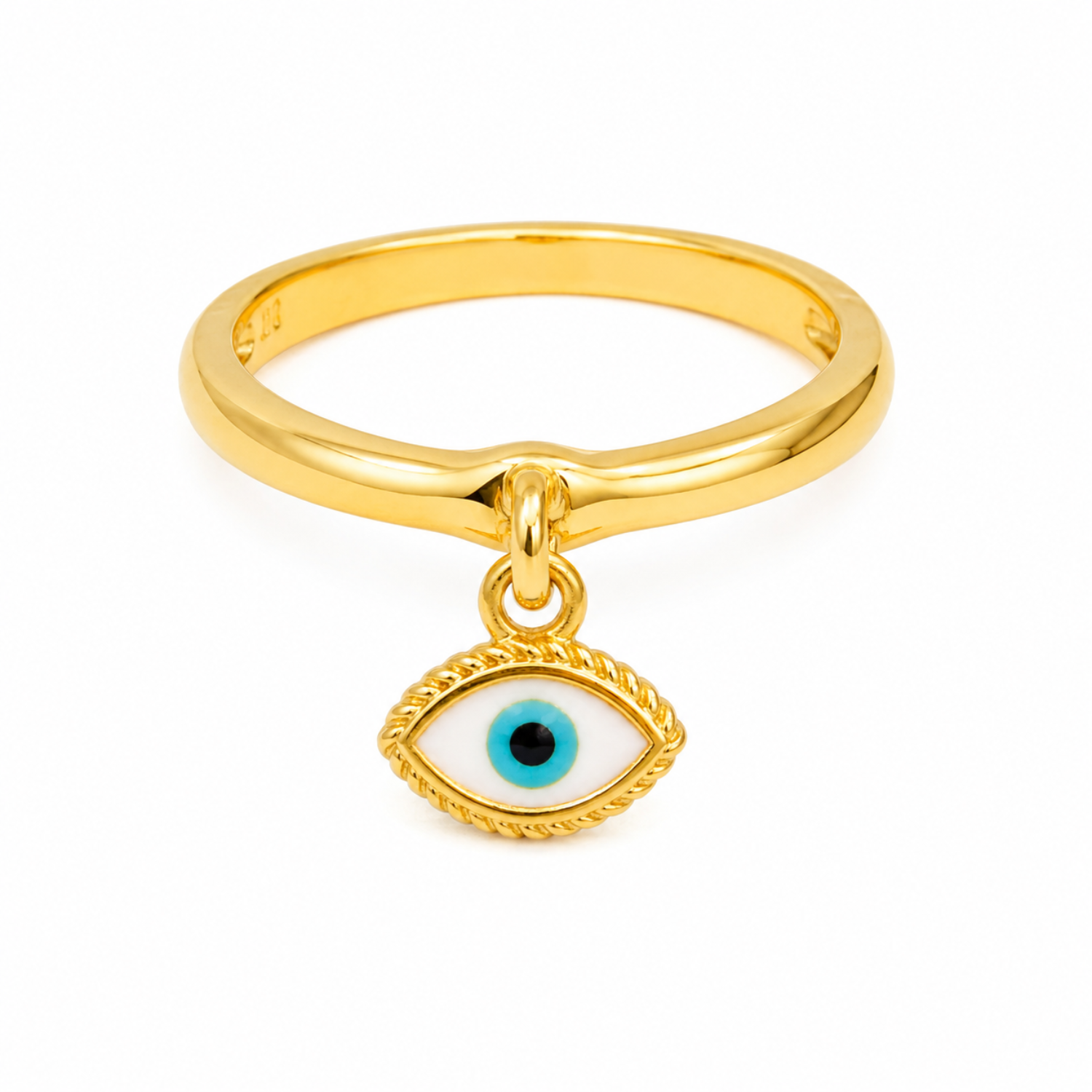 Evil Eye Charm Ring in 925 Sterling Silver (Gold Plated)