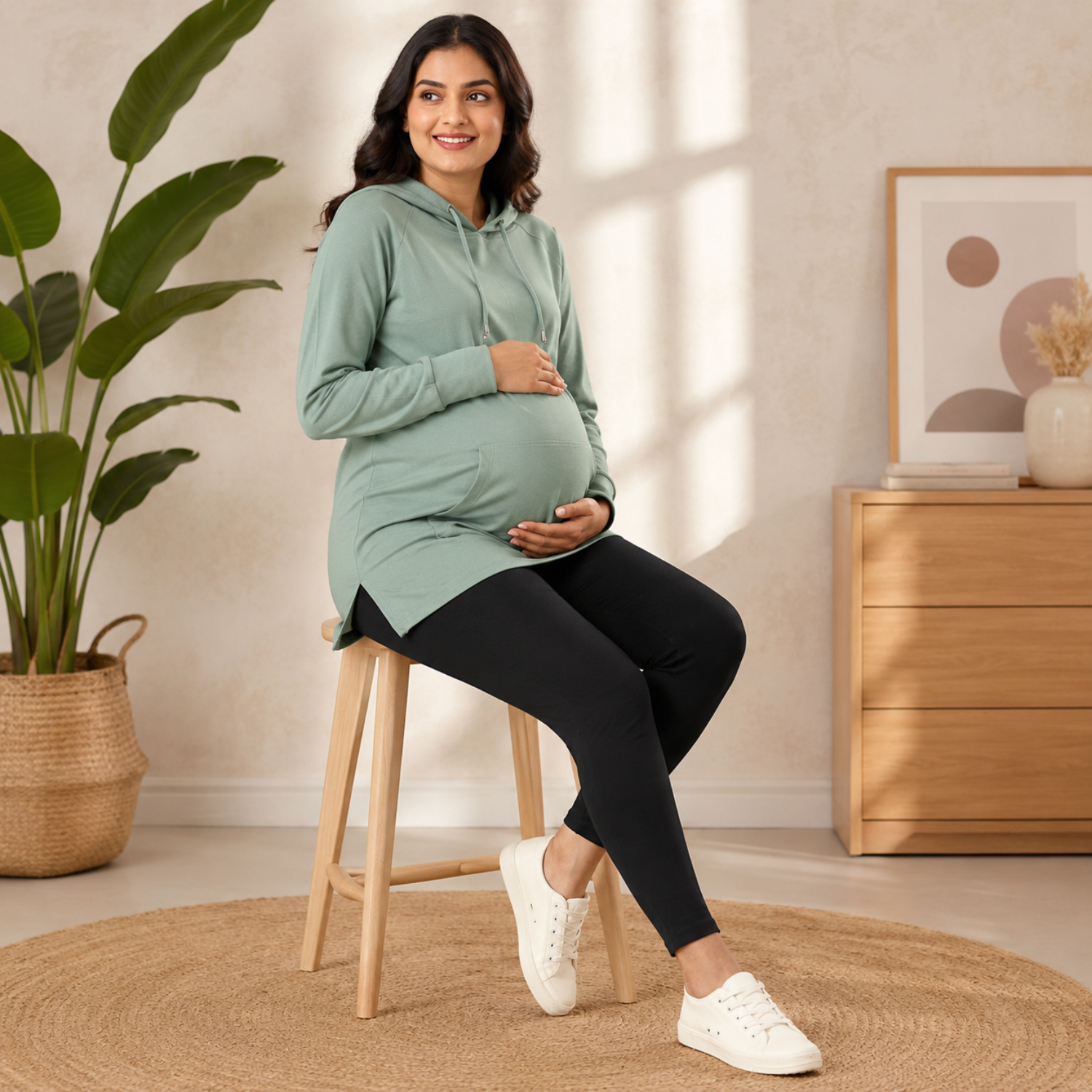 Ombre Meadow Maternity and Nursing Sweatshirt Green