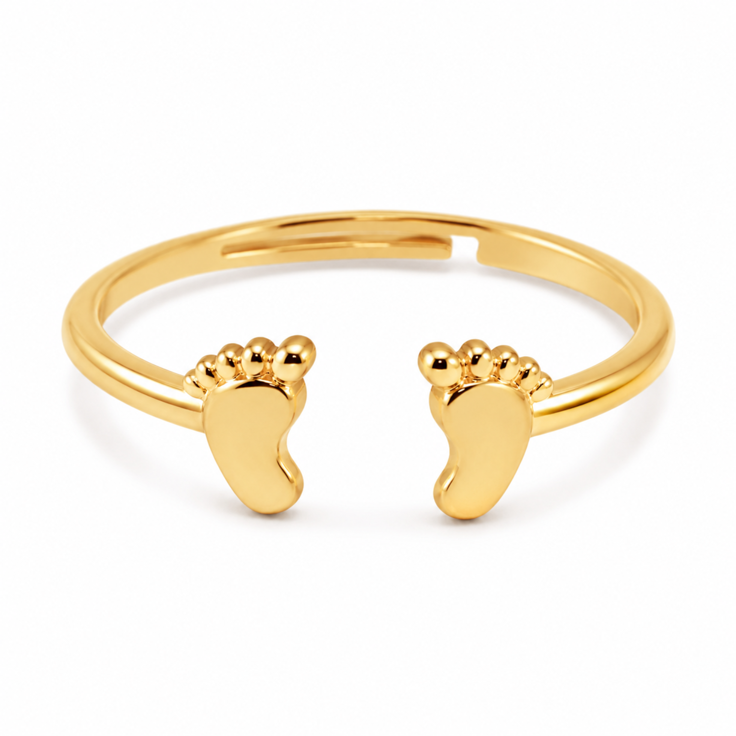 Baby Feet Adjustable Ring in 925 Sterling Silver (Gold Plated)