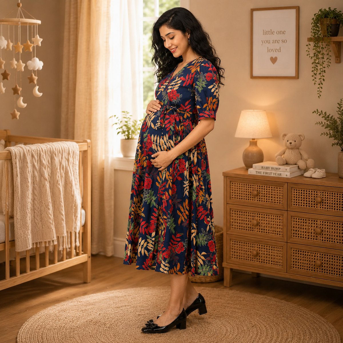 Leaf the Drama Maternity and Nursing Wrap Dress Multi