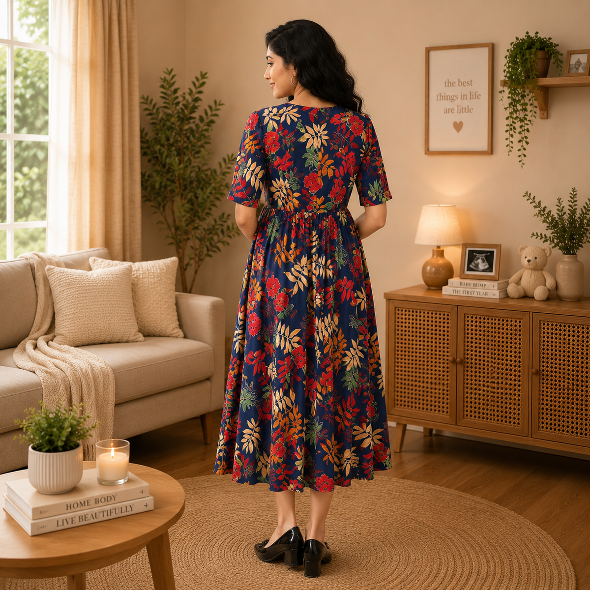 Leaf the Drama Maternity and Nursing Wrap Dress Multi