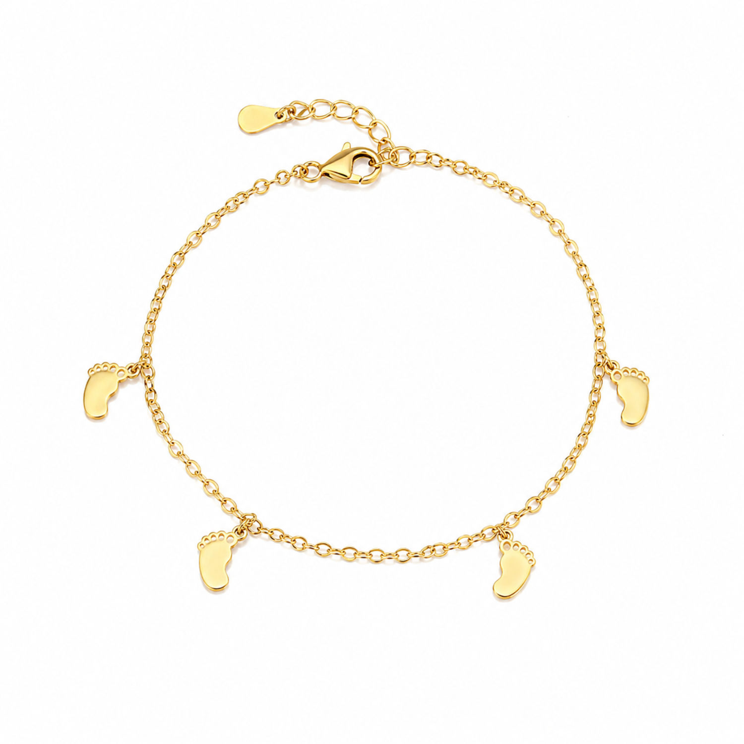 Baby Feet Charm Bracelet in 925 Sterling Silver (Gold Plated)