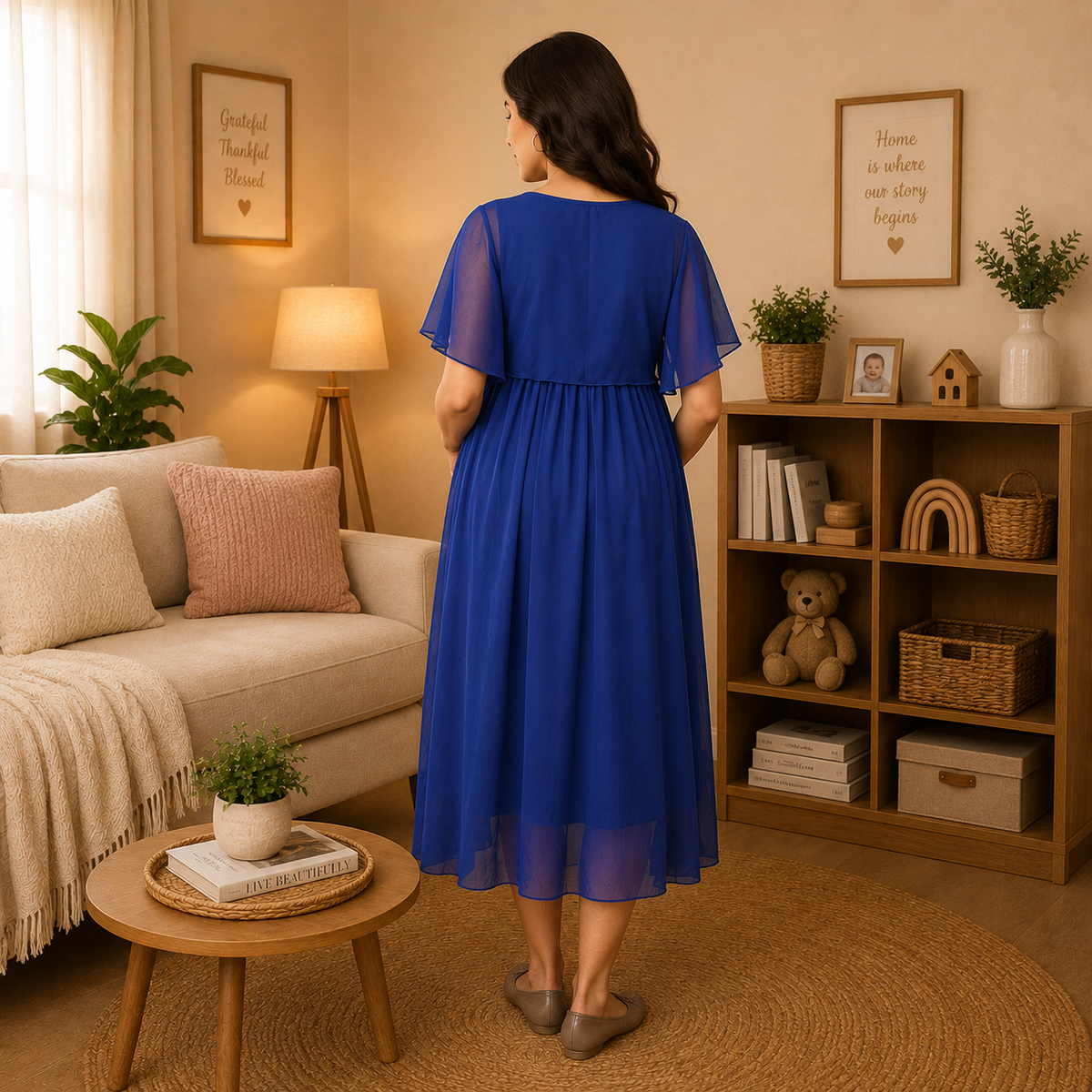 Nebula Grace Maternity and Nursing Dress Blue
