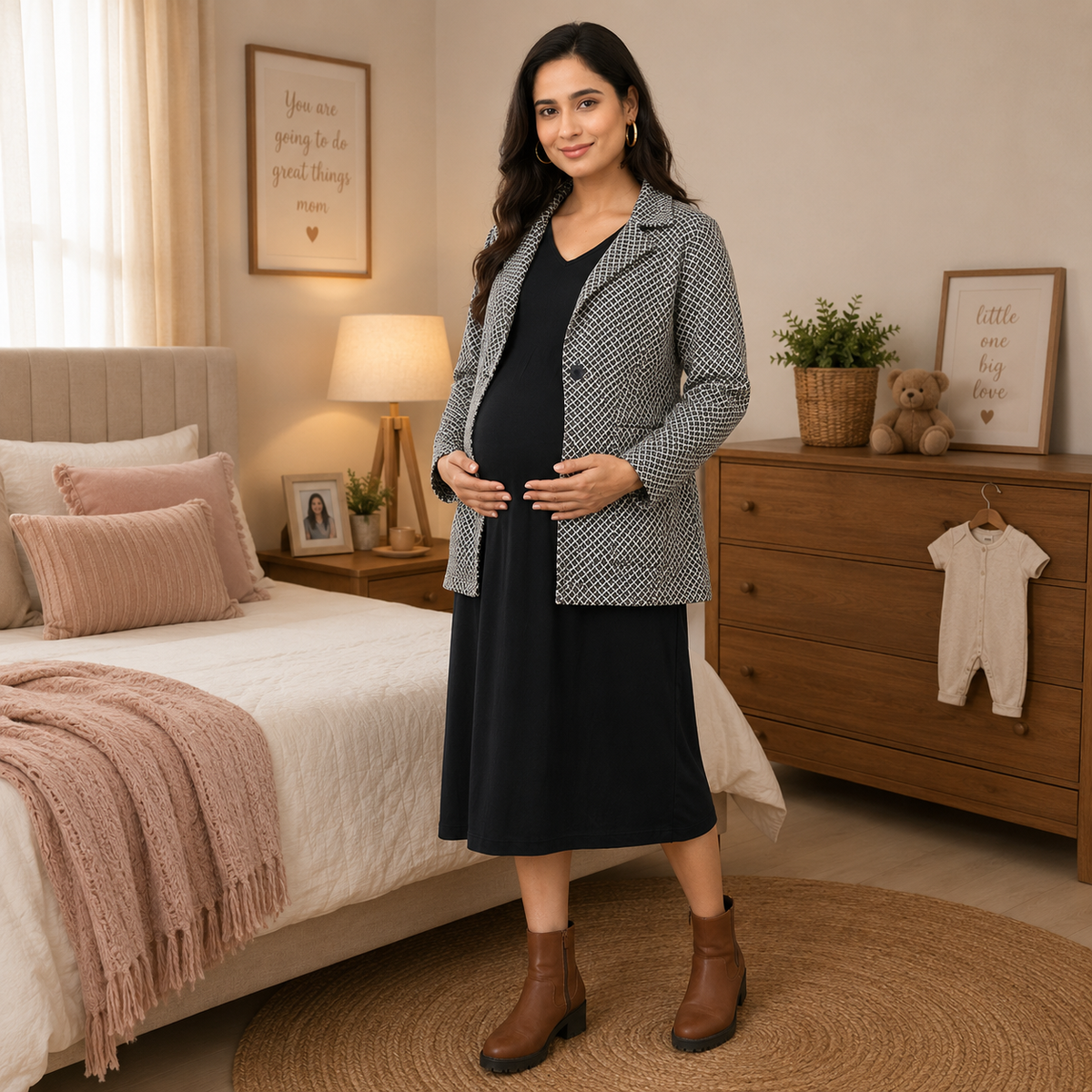 Styled to Wow Maternity and Nursing Shacket Dress Multi