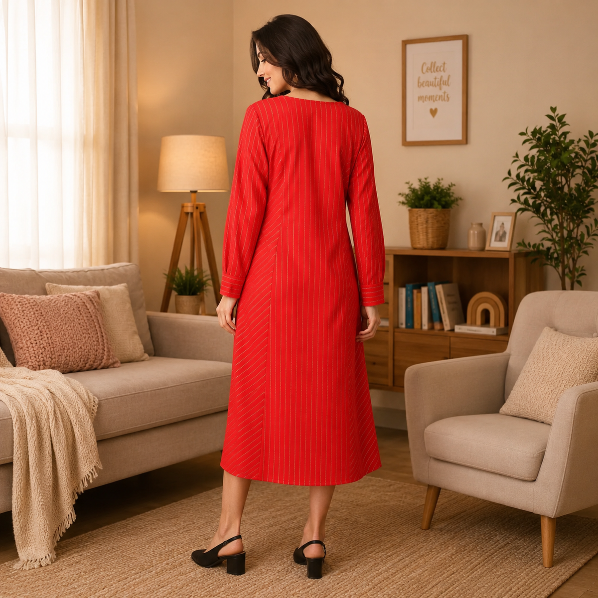 Scarlet Spark Maternity and Nursing Winter Dress Red