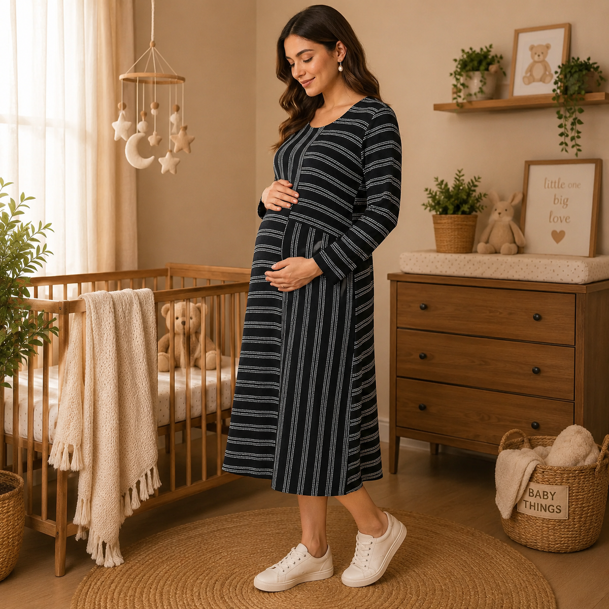 Just My Stripe Maternity and Nursing Dress Multi