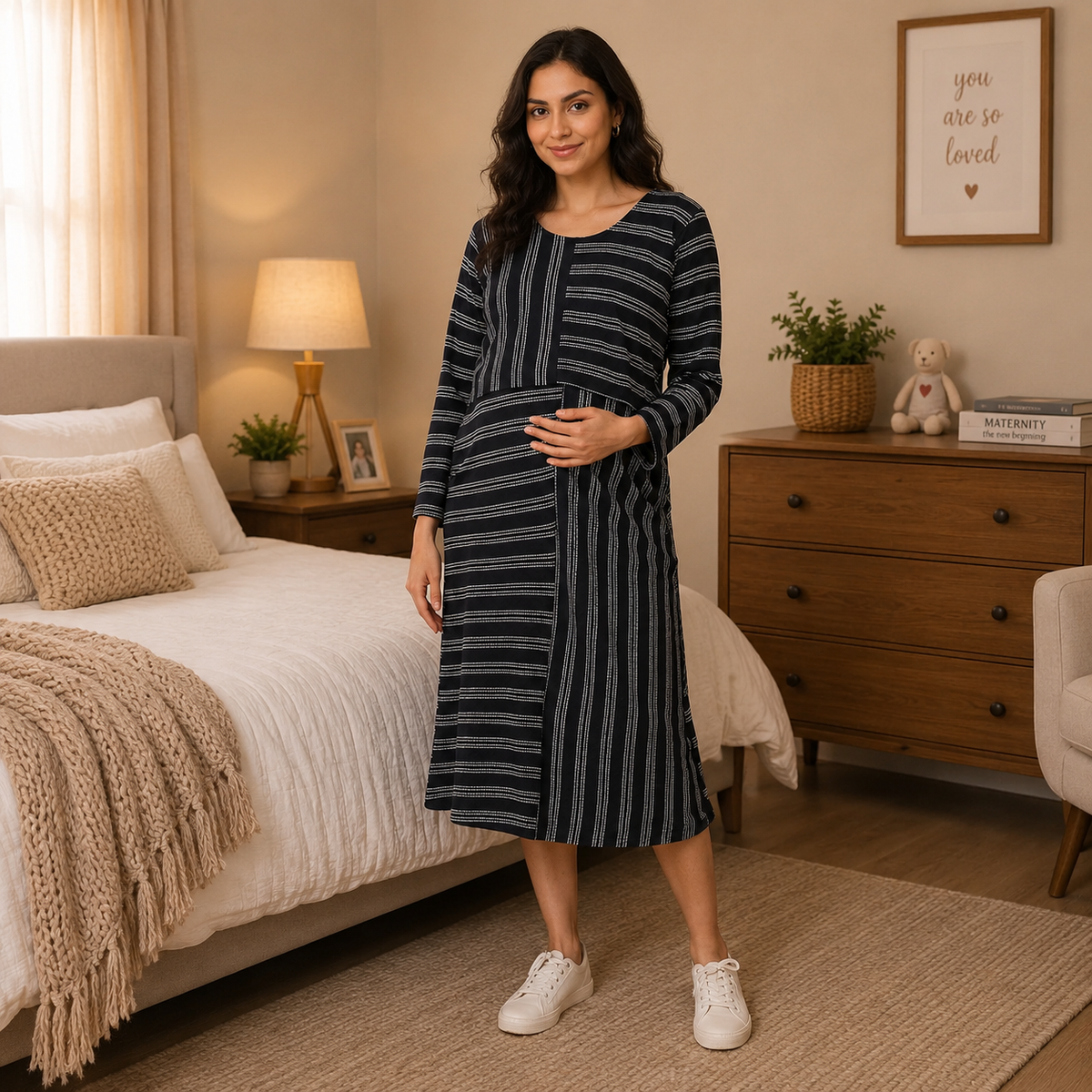Just My Stripe Maternity and Nursing Dress Multi