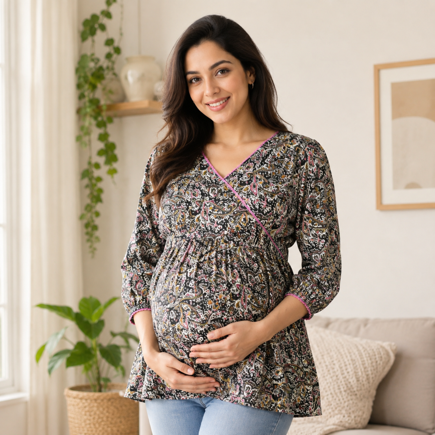 Pigment Pranks Maternity and Nursing Top Multi