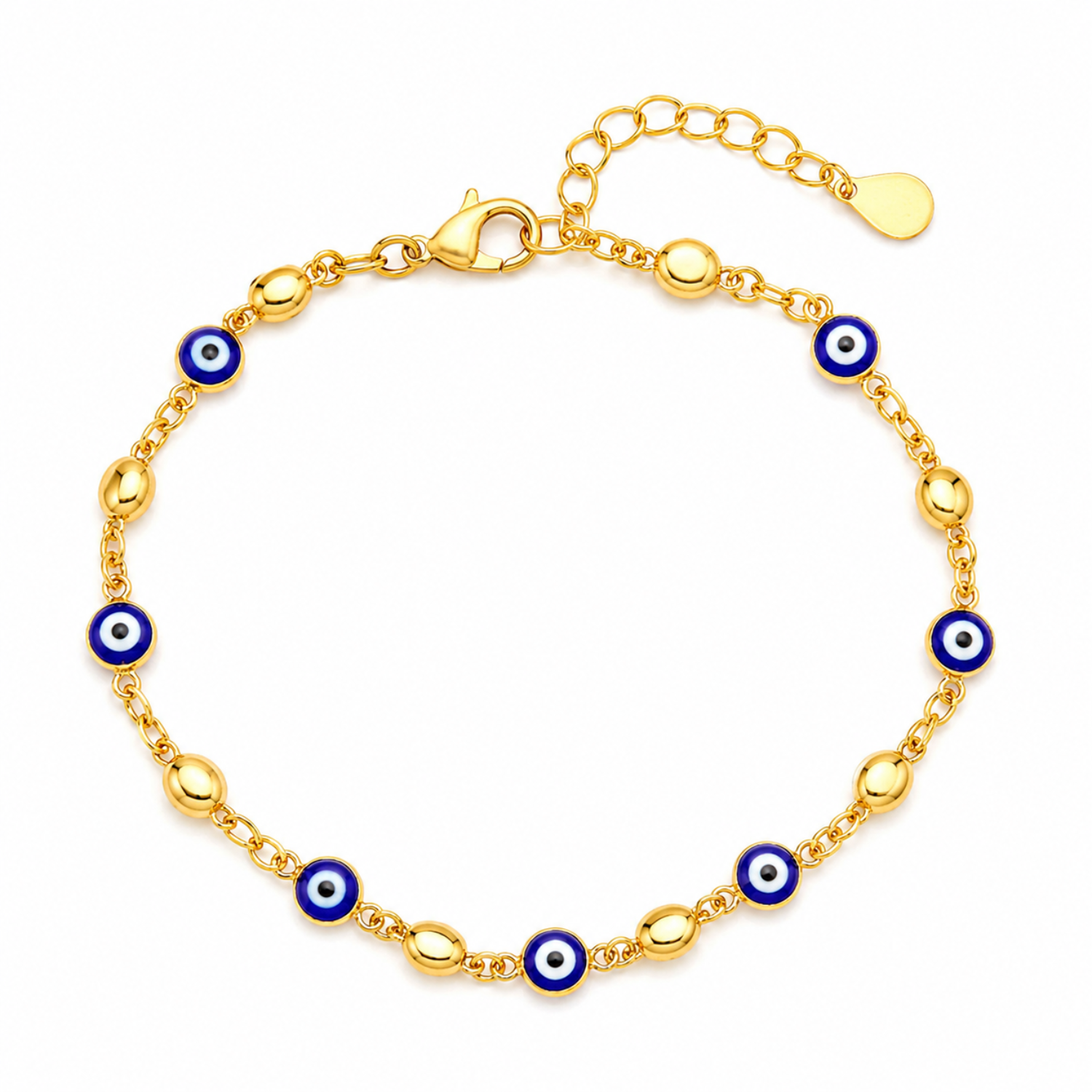 Evil Eye Beaded Bracelet in 925 Sterling Silver (Gold Plated)