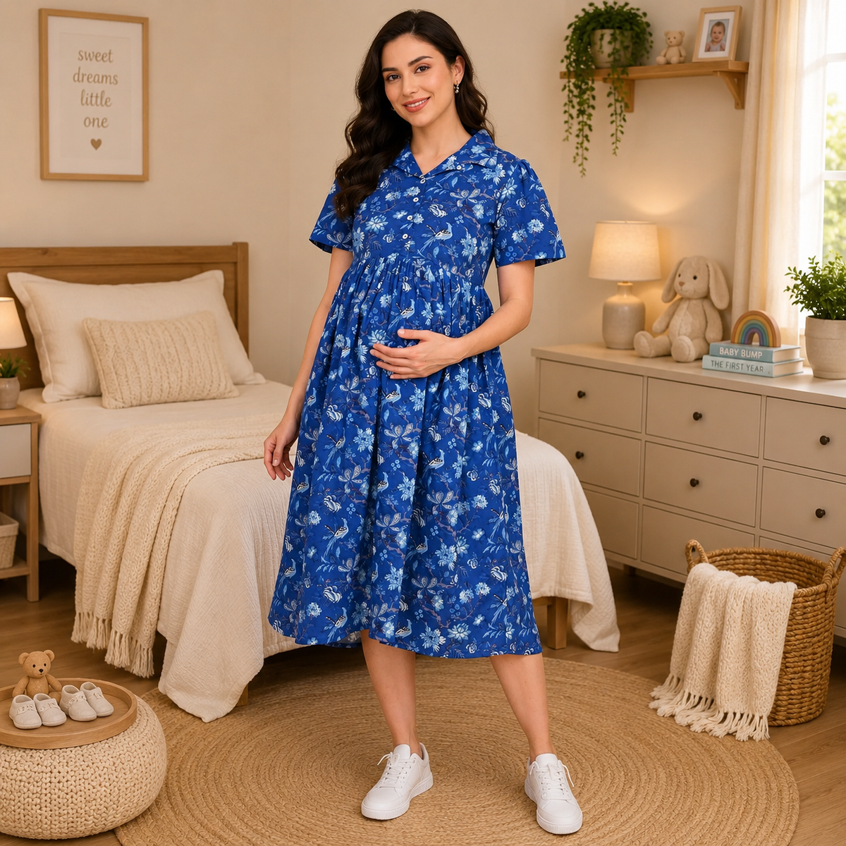 Bluebell Beauty Maternity and Nursing Dress Blue